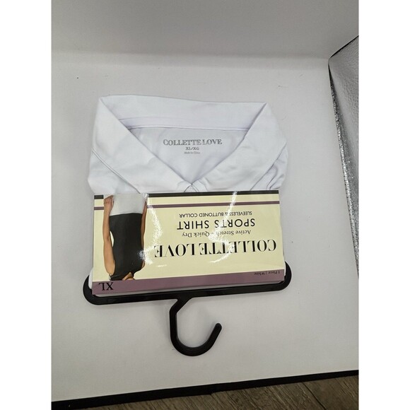 Womens Golf & Tennis Quick Dry Sleeveless V-Neck Polo Shirt White COLLETTE LOVE - Picture 1 of 4